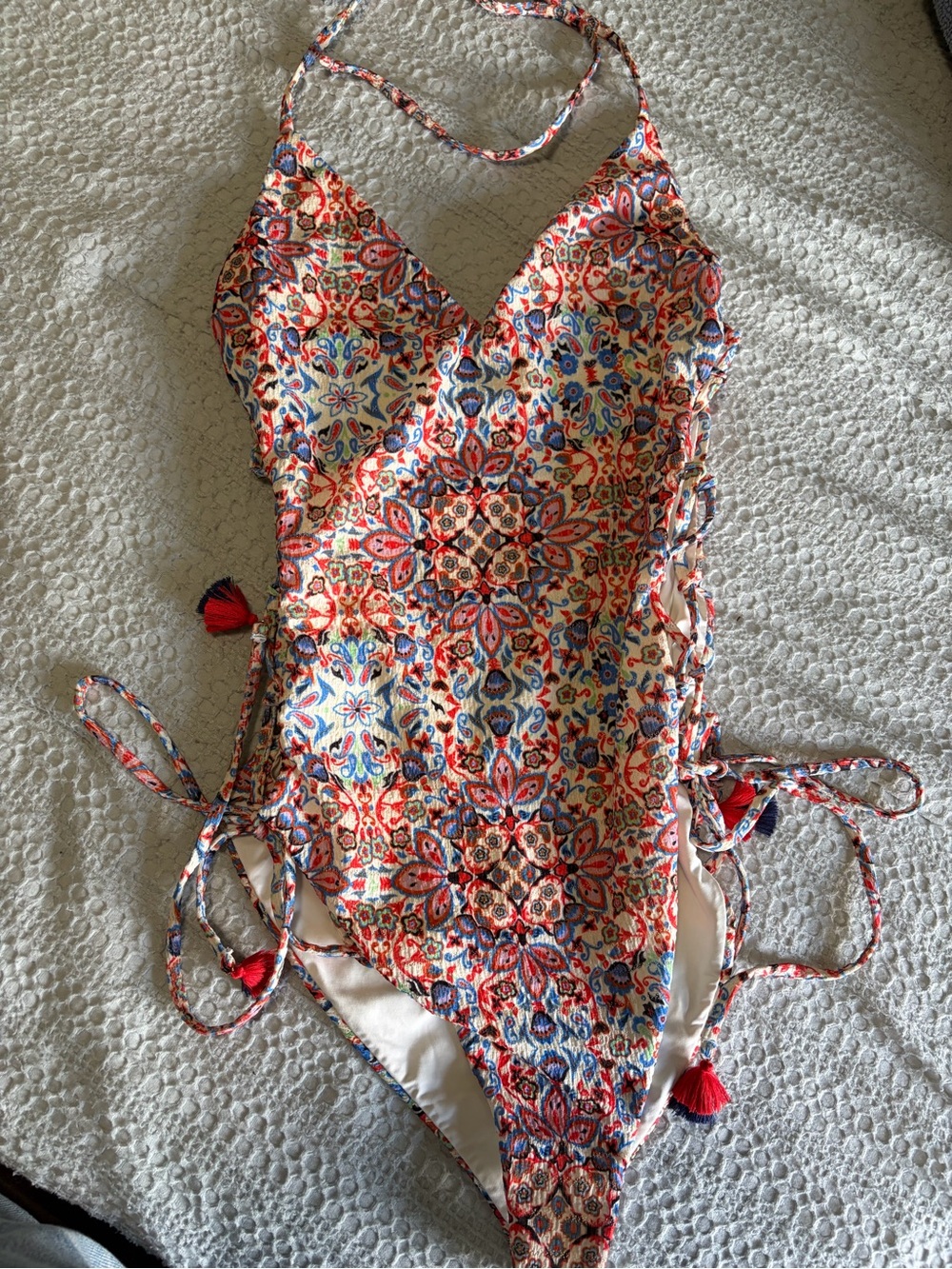 Jmp the label One-Piece Swimsuit in Red Multi Print